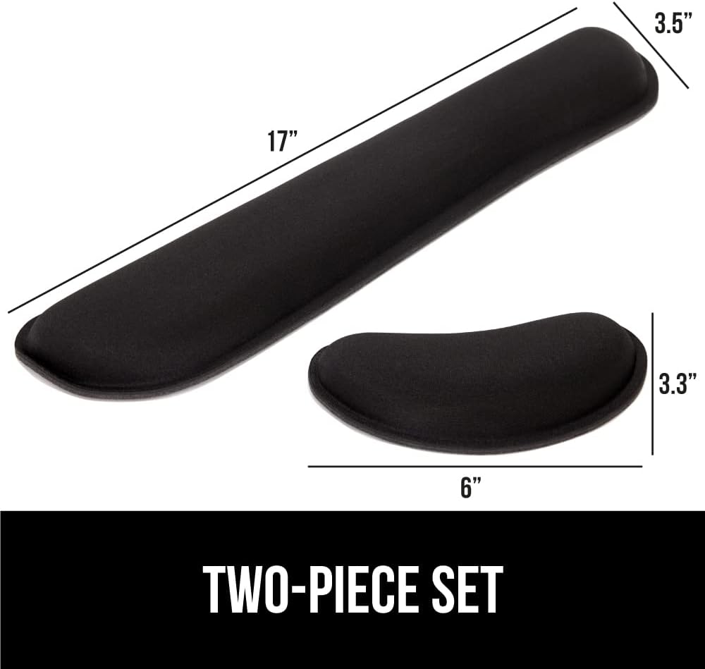 GORILLA GRIP Memory Foam Wrist Rest for Computer Keyboard, 2 Piece Black