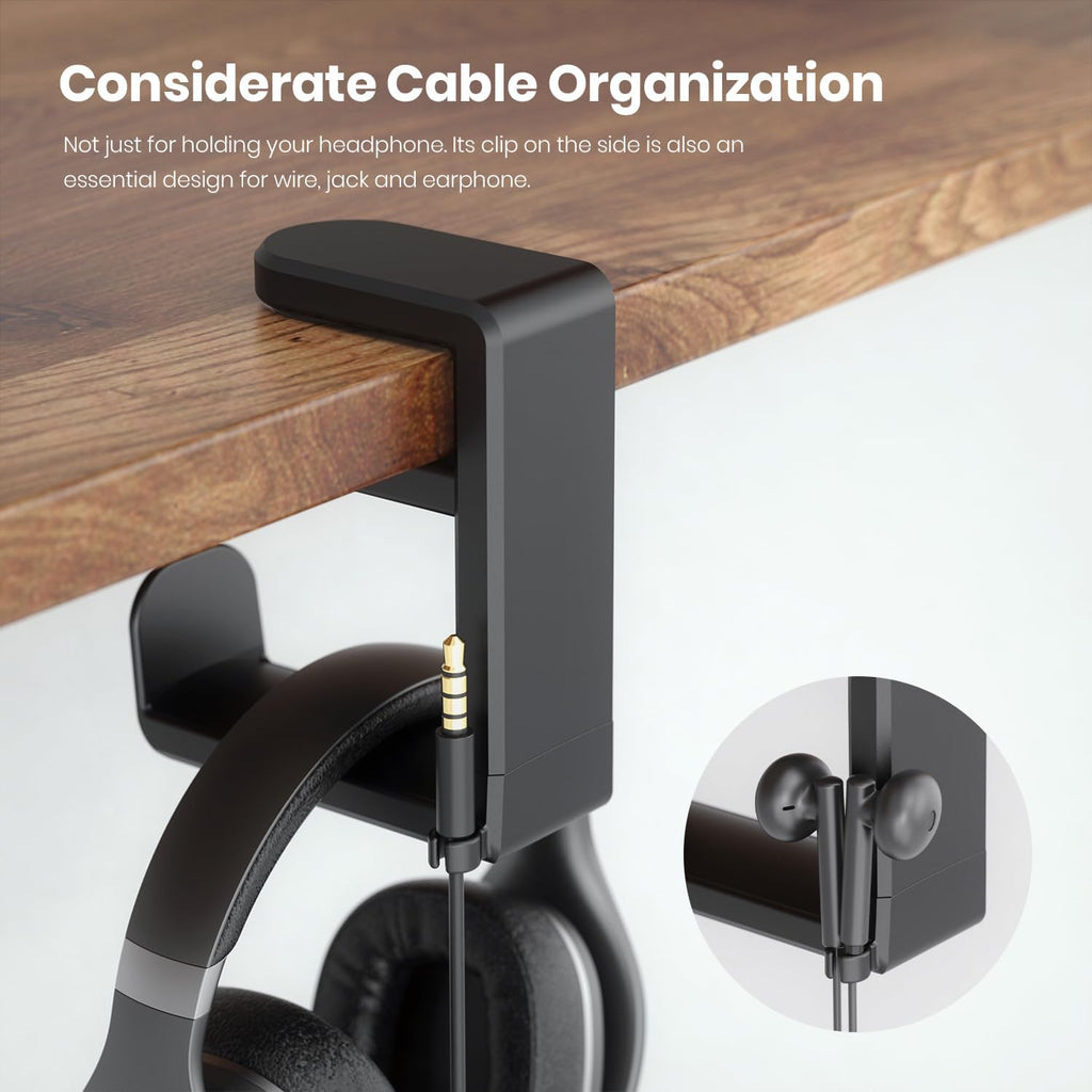 EURPMASK Rotating Headphone Stand,Adjustable Clamp-on Headset Holder Hanger