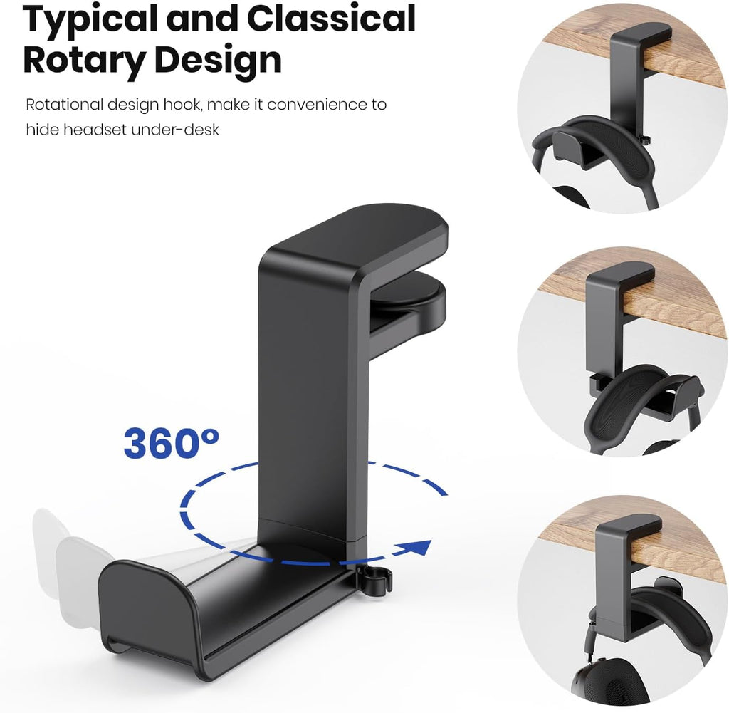 EURPMASK Rotating Headphone Stand,Adjustable Clamp-on Headset Holder Hanger