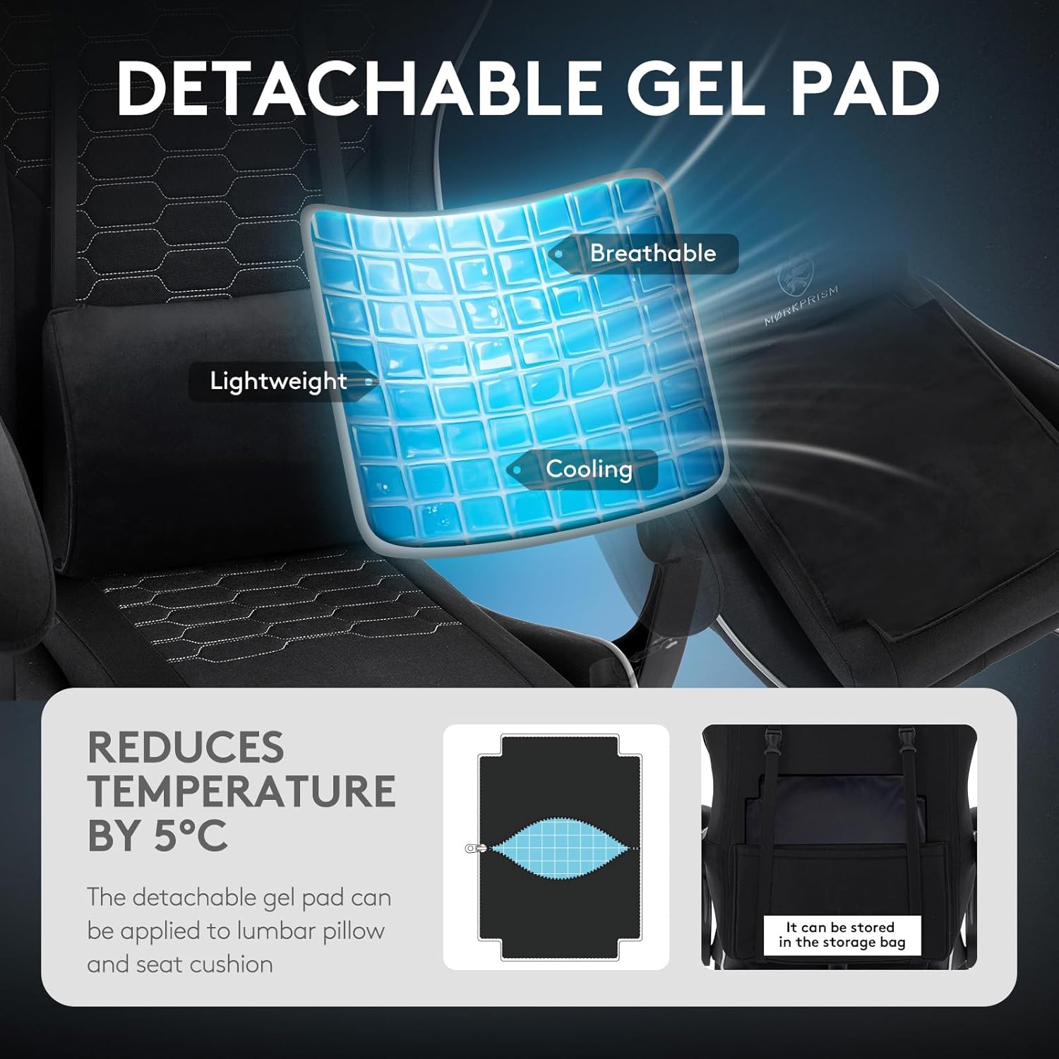 Gaming Chair,Computer Office Chair with Massage,Gel Pad,Black