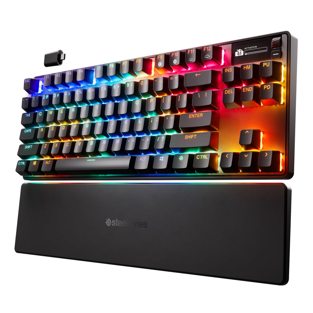 SteelSeries Apex Pro TKL Gen 3 Gaming Keyboard - OmniPoint 3.0 Analog Magnetic Switches, Quickset Auto-Presets (Rapid Trigger, Rapid Tap/SOCD, Protection Mode), OLED, RGB, PBT Keycaps, USB-C, Black