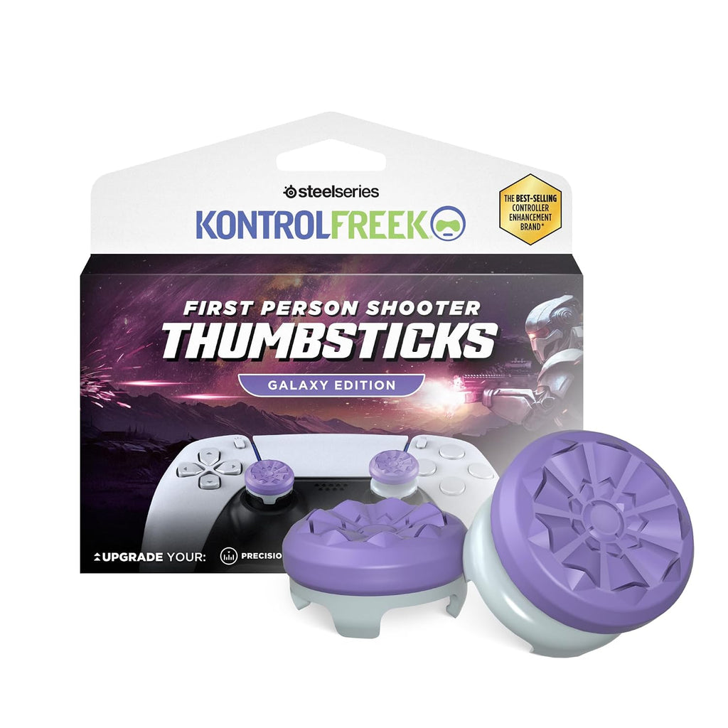 KontrolFreek FPS Freek Galaxy Purple for PlayStation 4 (PS4) and PlayStation 5 (PS5) | Performance Thumbsticks | 1 High-Rise, 1 Mid-Rise | Purple