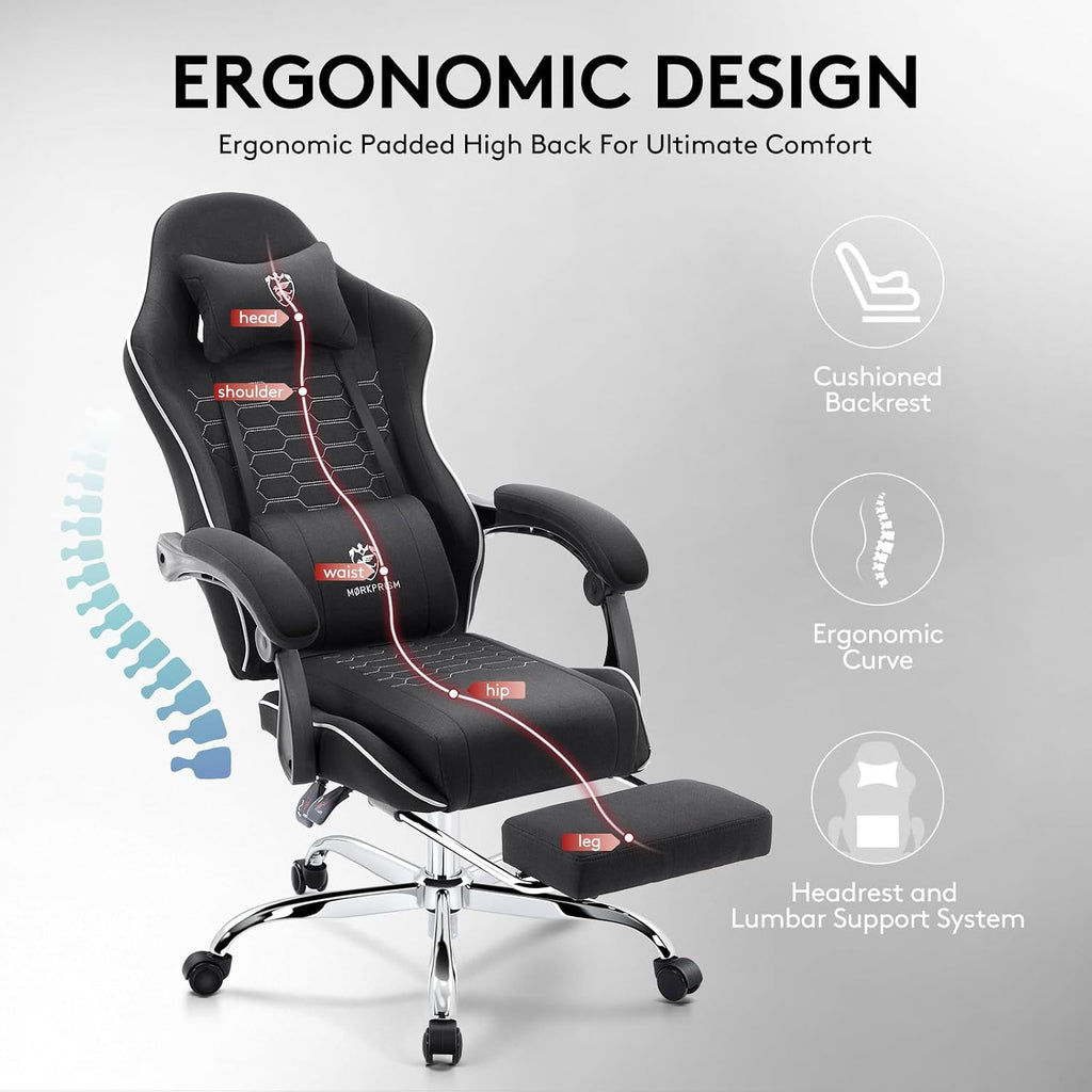 Gaming Chair,Computer Office Chair with Massage,Gel Pad,Black
