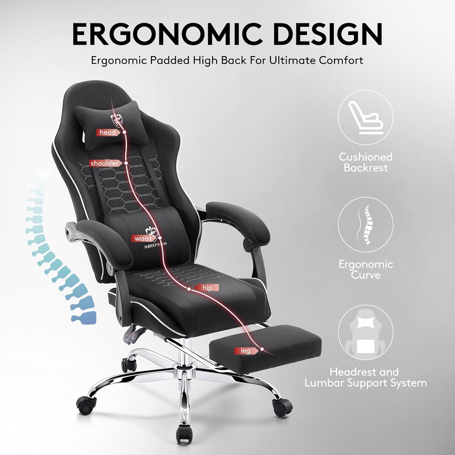 Gaming Chair,Computer Office Chair with Massage,Gel Pad,Black
