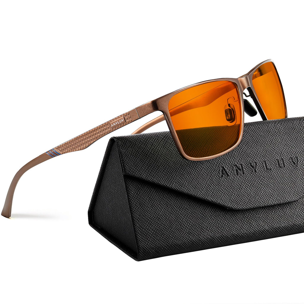 ANYLUV Blue Light Glasses Men, Relieve Eyestrain and Eye Protection, Al-Mg Metal Computer Blue Light Blocking Glasses