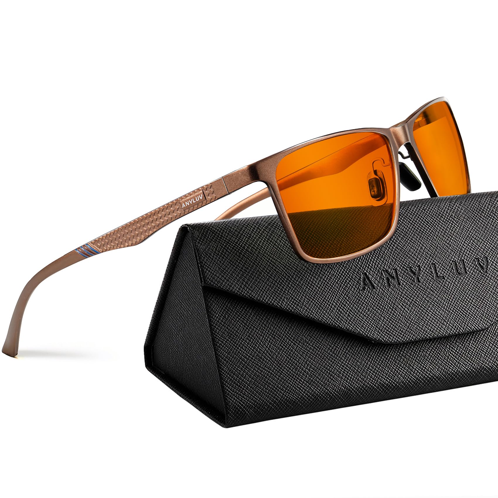 ANYLUV Blue Light Glasses Men, Relieve Eyestrain and Eye Protection, Al-Mg Metal Computer Blue Light Blocking Glasses