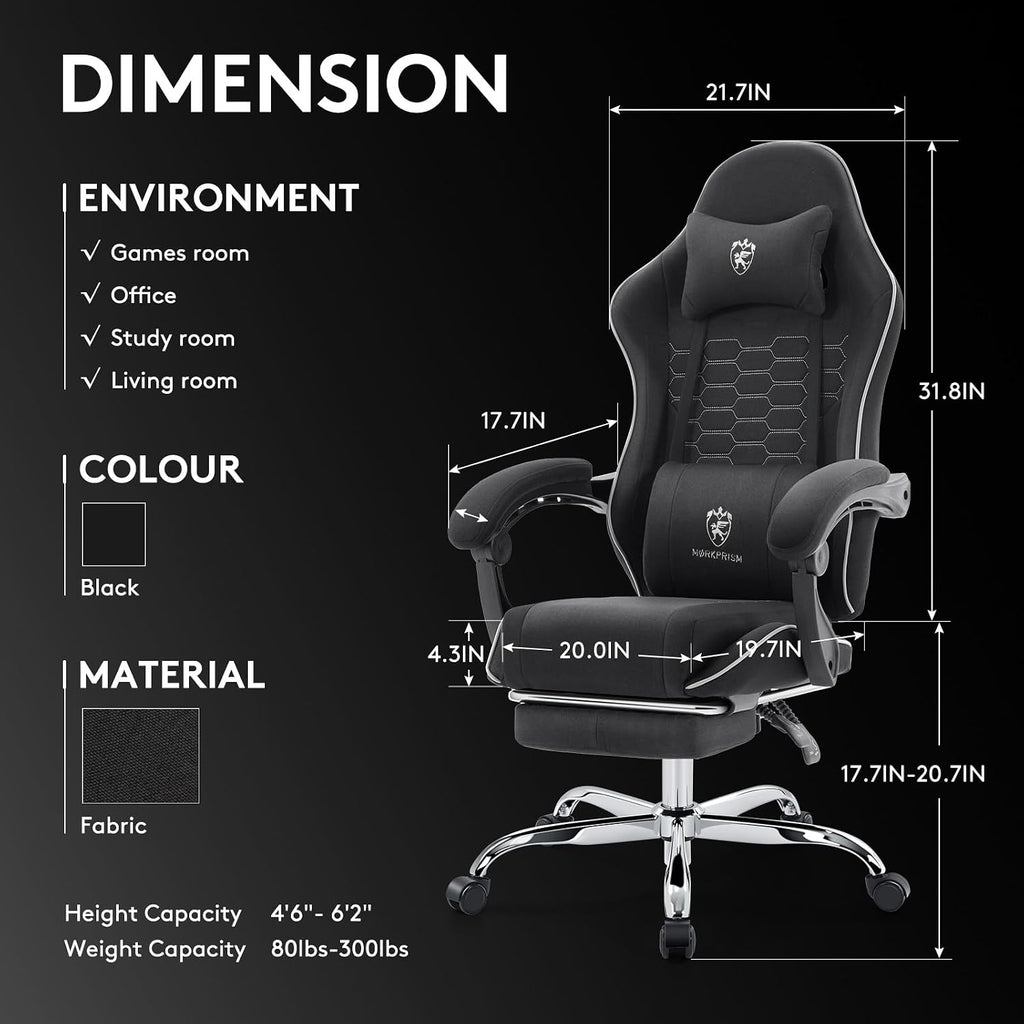 Gaming Chair,Computer Office Chair with Massage,Gel Pad,Black