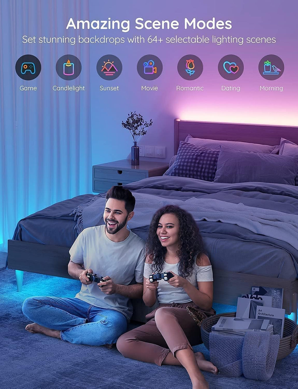 Govee Smart RGB LED Strip Lights 16.4ft, Work with Alexa, Google Assistant