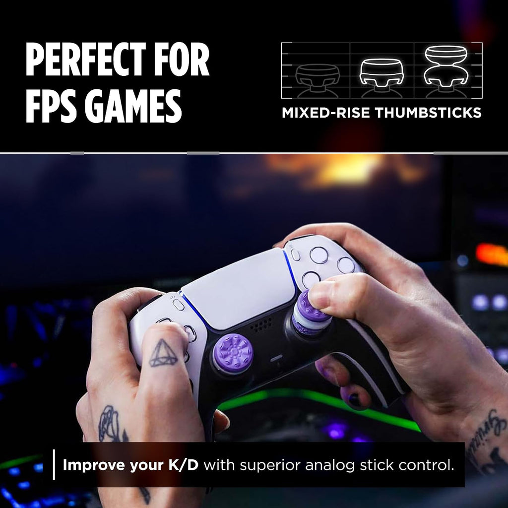 KontrolFreek FPS Freek Galaxy Purple for PlayStation 4 (PS4) and PlayStation 5 (PS5) | Performance Thumbsticks | 1 High-Rise, 1 Mid-Rise | Purple