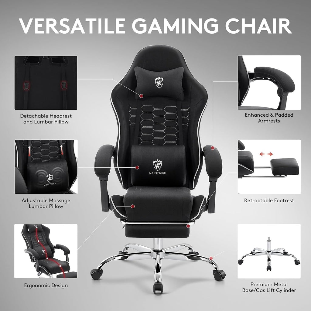 Gaming Chair,Computer Office Chair with Massage,Gel Pad,Black